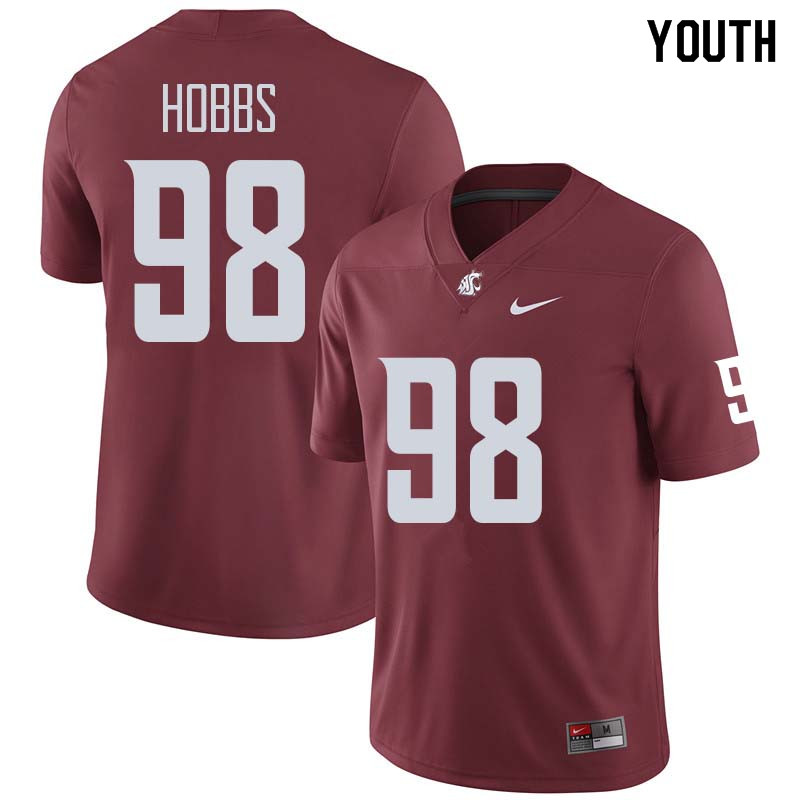 Youth #98 Dallas Hobbs Washington State Cougars College Football Jerseys Sale-Crimson